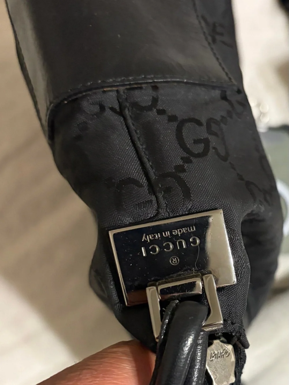 Gucci Black GG Monogram Hobo Shoulder Bag With Matching Wallet.
